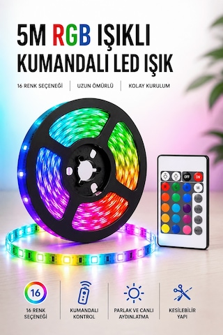 5m Rgb Işıklı Her Ortama Uygun Led Işık Aklby-bsva58 Standart 38982647