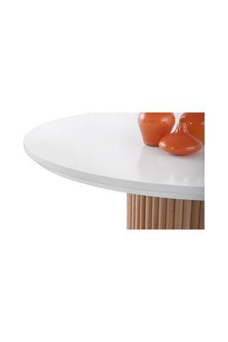 Arya Yuvarlak Ahşap Bohem Masa 90x90 Naturel - Beyaz