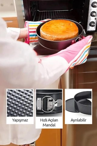 Kapris 3 Lü Kelepçeli Kek Kalıbı Seti 24-26-28 Cm Kap-520 Antrasit