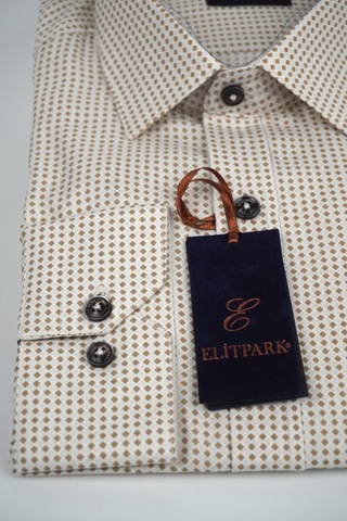 Elitpark Exclusive Square Uzun Kollu Pamuklu Cepli Rahat Kalıp Premium Erkek Gömlek Bej