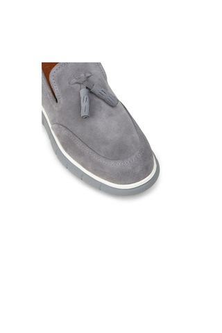 Deery Erkek Hakiki Süet Gri Püsküllü Loafer - 02048mgrıe01