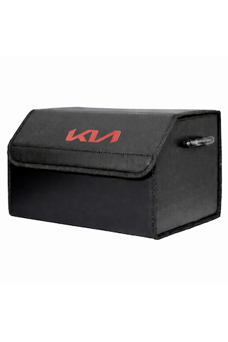 Kia Marka Logolu Oto Bagaj Organizer Çanta Oto Bagaj Çantası 2 Bölmeli Suni Deri 48 Cm X 31 Cm X 29 Cm
