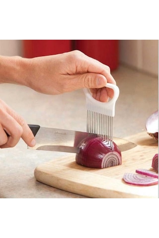 1 Adet Paslanmaz Çelik Meyve Gadget Kullanışlı Paslanmaz Çelik Soğan Tutucu Patates Güvenlik Pişirme Araçları Dilimleme Kesme Yardımı Yeşil