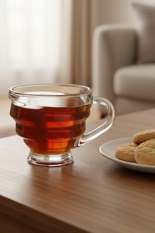 Kıvrım 6 Lı Cam Çay Fincanı 210 Ml Şeffaf Beyaz