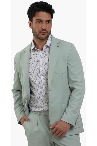 Dufy Yeşil Erkek Slim Fit Düz Mono Yaka Casual Ceket - 104431-yesıl Yeşil