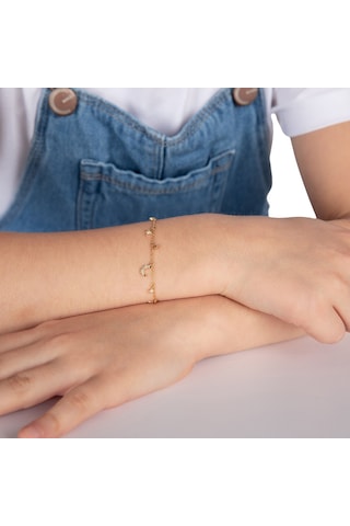 Stylish 925 Ayar Gümüş Armband Güneş Ay Ve Yıldızlarla Çocuklar Için Özel Tasarım Altın