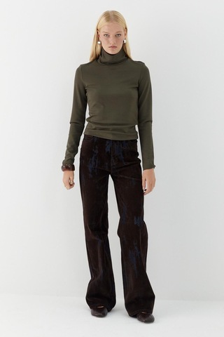 Balıkçı Yaka Uzun Kollu Body Haki Haki