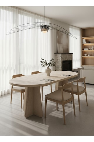 Karmob Oval Salon Yemek Masası Sadece Görseldeki Masa Verilecektir Beyaz