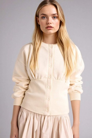 Defacto Fıtted Bisiklet Yaka Kalın Sweatshirt Kumaşı Hırka G9747ax26spbg286 Bej-bg286