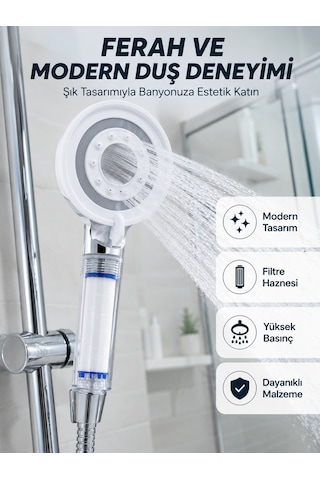 Mineral Taşlı Filtreli Duş Başlığı Güçlü Su Basınçlı Banyo Başlığı Çr