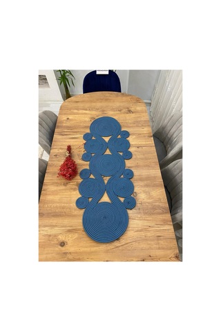 Jüt, Hasır,sarmal Model, Dekoratif Masa Örtüsü, Runner 40x110 Cm, Sehpa Örtüsü, Bohem Tarzı Petrol Petrol