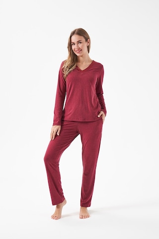 Relax Mode Kadın V Yaka Pijama Takım - 28091r Bordo