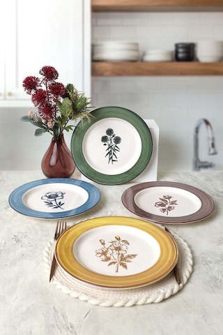 Keramika Floral Essence Servis Tabağı 28 Cm 4 Adet 22889-91-92 Çok Renkli