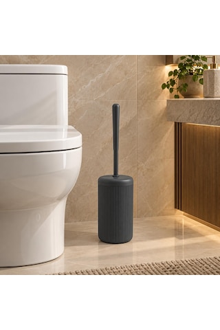 Lexroo Siyah Çizgili Lüks Tuvalet Fırçası Seti 30 Cm Uzunluk