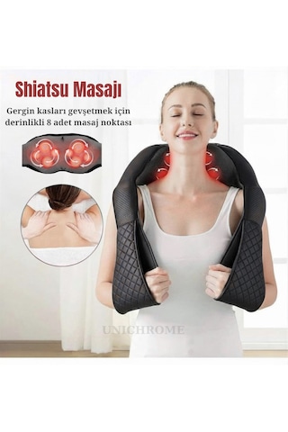 Kneading Ovmalı Isıtmalı Masaj Yastığı Boyun Bel Sırt Omuz Şarjlı Masaj Aleti Siyah - Gri