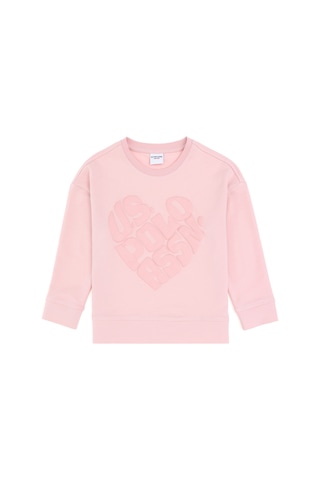 U.S. Polo Assn. Kız Çocuk Pembe Bisiklet Yaka Sweatshirt 50296378-VR041