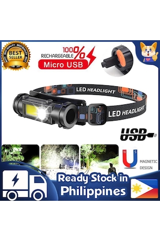 Rongcai Ready Stock Led Far Cob Çalışma Işığı Mıknatıslı Su Geçirmez El Feneri Usb Şarj Edilebilir Açık Kamp Balıkçılık Projektör Ev Far Siyah