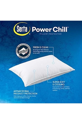 Serta Power Chill Soğutma Yastığı Koruyucuları, Lekeye Dayanıklı Ve Fermuarlı Yastık Koruyucu, Yastığı Toz Ve Kirden Korur 2&apos Li Paket , Kral, Beyaz 50 x 22