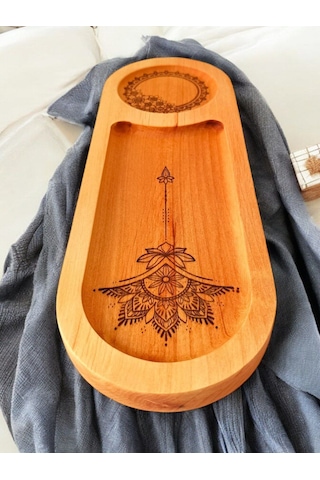 İkili Lazer Işlemeli Doğal Sunumluk 34 x 12 CM