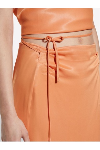 Sisley %100 Viskoz Saten Midi Etek Kadın Turuncu Etek - 325p42bzl002r