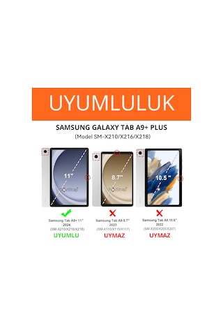 Novstrap Samsung Galaxy Tab A9 Plus Sm-x210 X216 X218 İle Uyumlu Popit Tablet Kılıfı Askılı Standlı Arka Kapak