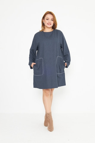 Koyu Mavi Dikiş Detaylı Büyük Beden Tunik Koyu Mavi