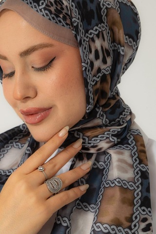 Mimiyum Soft Şal Zincir Leopar Toprak