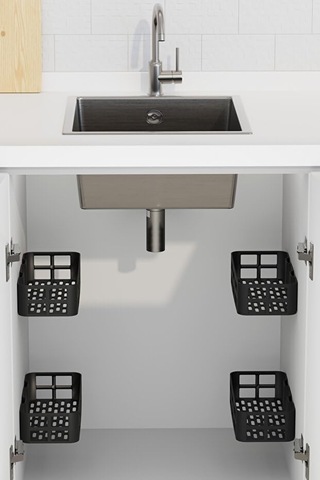 Deyhome Evo 2li Yapışkanlı Duvar Organizer Siyah Banyo Duş Rafı S