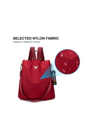 Hırsızlığa Karşı Dayanıklı Sırt Çantası Kadın Çantası Öğrenci Okul Çantası Günlük Tüm Uyumlu Çapraz Seyahat Sırt Çantası Naylon Kumaş Seyahat Çantası Kırmızı Kolye Gönder Kırmızı