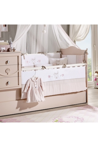 Meltem Kids Pretty Nakışlı Pamuklu Bebek Uyku Seti 80 x 140 CM Pembe