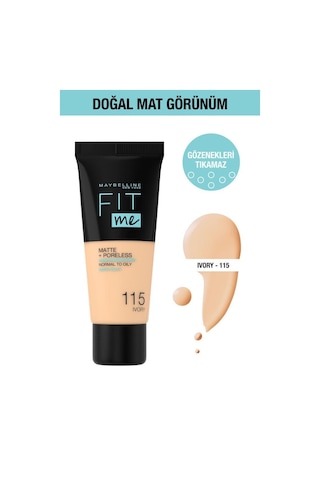 Maybelline New York Fit Me Matte+Poreless Fondöten No:115 Ivory 30 ML