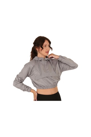 Scorp Alice Crop Kapüşonlu Kadın Sweatshirt Gri