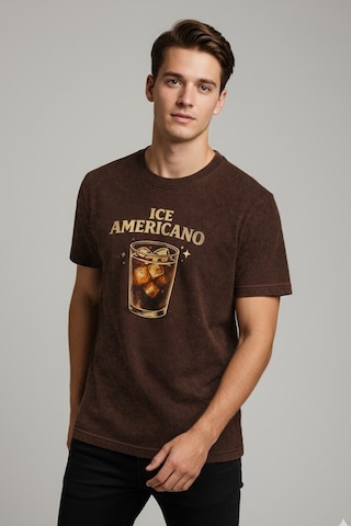 Technomonkey Kahverengi Ice Americano Kahve Baskılı Unisex Tişört