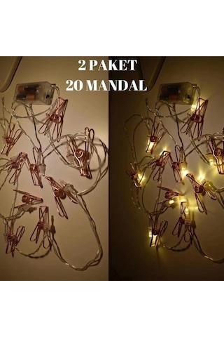 Bakır Renkli Led Işıklı Fotoğraf Asma Işık Süsleme Mandalları Çok Renkli