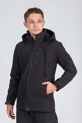 Suya Dayanıklı Slim Fit Softshell Kapüşonlu Erkek Mont Gri