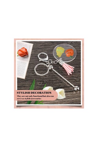 Gatherco Anahtarlık Yapım Seti - Kendin Yap Anahtarlıklar, 10 Boncuklu Anahtarlık Çubuğu, 10 Püskül, 10 Akrilik Boş Parça, Charm Anahtarlık Yapım Seti