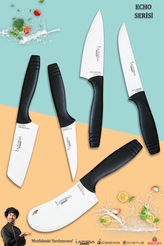Eco Serisi Mutfak Bıçak Seti Et Ekmek Salata Pizza Bıçağı 5li Set Siyah