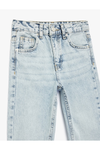 Koton Pamuklu Beli Ayarlanabilir Lastikli Denim Pantolon Lıght Indıgo 6skb40003td Açık Mavi