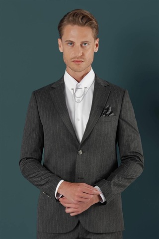 Efor C 652 Slim Fit Füme Spor Ceket Füme