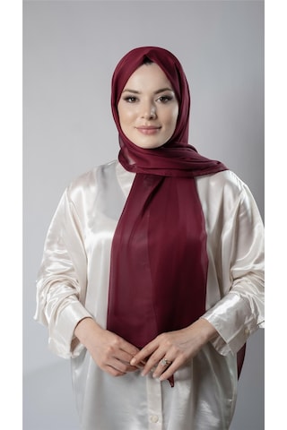 Hürrem Bone Bordo Düz Klasik Şal Şifon Kumaş Janjan Abiye 202108 16 Bordo
