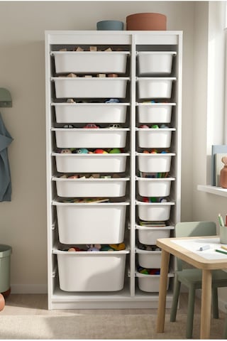 Nest 18 Sepetli Düzenleme Dolabı 2 Büyük, 6 Orta, 10 Küçük Y:144 G:69 D:30 / Beyaz