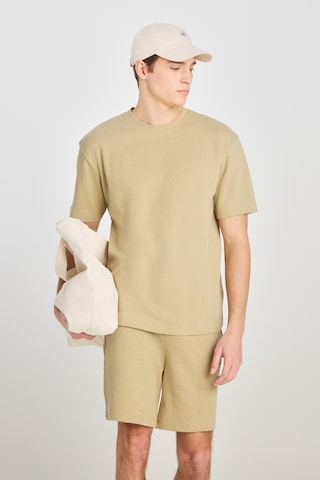 Relaxed Fit Geniş Kesim Bisiklet Yaka Pamuklu Açık Yeşil Tişört Light Green