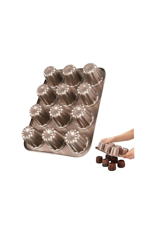 Besthome1 12 Lü Karbon Çelik Fırın Kalıbı - Kanel, Ekmek, Muffin, Kek İçin - 35x26.5 Cm - 230 C Isı Dayanıklı Diğer