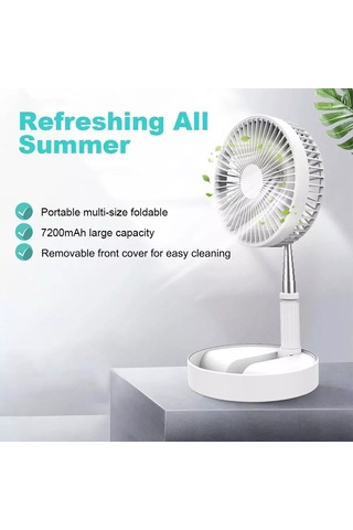 Yaozixa Masaüstü/serbest Duran Genişletilebilir Katlanabilir Fan - 4 Hız Seviyesi - Siyah 30-40db, 5-12 Saat Kullanım Süresi