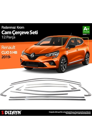 Renault Clio 5 Krom Cam Çerçevesi 12 Parça 2019 2020 2021 2022 2023 2024