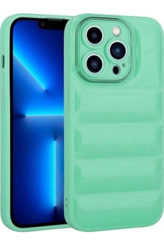 Apple Uyumlu iPhone 13 Pro Max Kılıf Kamera Korumalı Parlak Airbag'li Zore Galya Kapak Su Yeşil