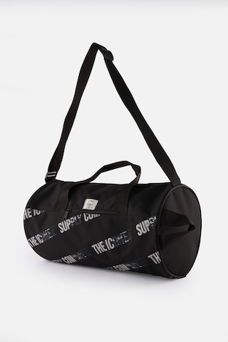 İcone Bag Unisex Spor Çanta Silindir Model, Baskılı, Ön Ve İç Cepli, Yan Saplı, Ayarlanabilir Omuz Askılı Siyah