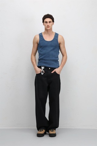 Vamos Yıkamalı Tank Top Kaşkorse Atlet İndigo