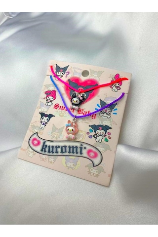 Kuromi & Melody Renkli İpli Bff Kolye Seti Çok REnkli