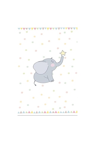 Pelangi Fil Desen Renkli Benekli Yıldızlı Dijital Baskı Yıkanabilir Kaymaz Taban Çocuk Ve Bebek Odası Halısı, Gri-beyaz 160 X 350 Sku: Smgstkffed07ce31 0
